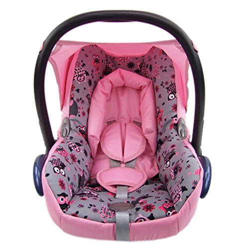 Babys-Dreams kompl. Ersatzbezug für Maxi-Cosi CabrioFix 6 tlg. ROSA MIT GRAUEN EULEN *NEU* Bezug für Babyschale Sommerbezug Cabrio Fix - 3