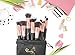 Qivange Makeup Brushes, Premium Synthetic Kabuki Make-up Brush Set Foundation Eyeshadow Blush Concealer Powder Brush Kit + Pouch ( 10pcs, Black with Rose Gold)