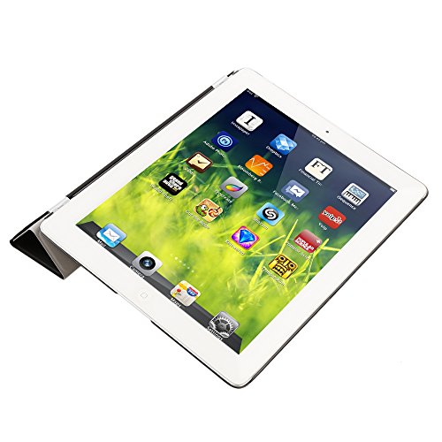 Besmall Neu Ultra Slim Edles iPad 2 3 4 Hülle – Smart Cover Leder Case Schutz Hülle Tasche + Back Case – inkl. Displayschutzfolie Reinigungstuch Stift mit Multi Ständer Auto Sleep Wake (iPad 2/3/4, Farbe:Weiß) - 2