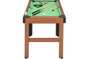 ‎FESTNIGHT Festnight Billardtisch 4 Fu? mit Billiardqueue Kreide Dreieck Kugelset Bürste Pool Billiard Billard Tisch 122×61×76 cm Braun