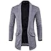 Produktbild Herren strickjacke tracht VENMO Mens Slim Fit Sweater mit Kapuze Fashion Solid Long Graben Mantel Jacke Herbst Elegante Lang Trenchcoat Winterjacke Business Parka Windbreaker Überzieher (XL, Gray)