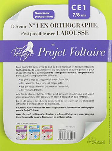 Book's Cover of Pour devenir nº1 en orthographe avec Projet Voltaire CE1