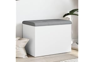Willood Sitzbank mit Stauraum, Bank Gepolstert Sitzhocker Schuhbank, Truhenbank Polsterbank Aufbewahrungsbox für Wohnzimmer Flur, Weiß 62x42x45 cm Holzwerkstoff