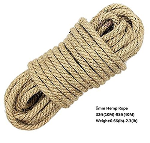 100% natürliche Hanfschnur Seile – LUOOV® 8mm Dicke und starke Jute Seil Schärpe, Camping Seil, Garten, Bootfahren, Tauziehen, Haustiere, Kletterseil, Mehrzweck Utility Sisal Twine Seil, 10m (32ft) -40m (128ft) ( 10m (32ft)) (10m) - 2