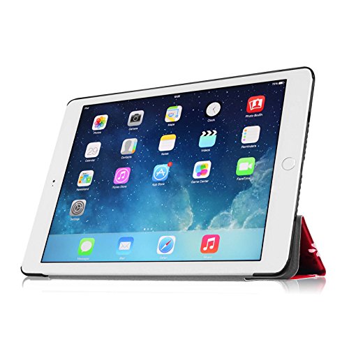 Fintie iPad Air 2 Hülle – Ultradünn Superleicht Smart Cover Schutzhülle Tasche Case mit Ständer und Auto Sleep / Wake Funktion für Apple iPad Air 2 (iPad 6 6th Generation), Fleur rouge - 7