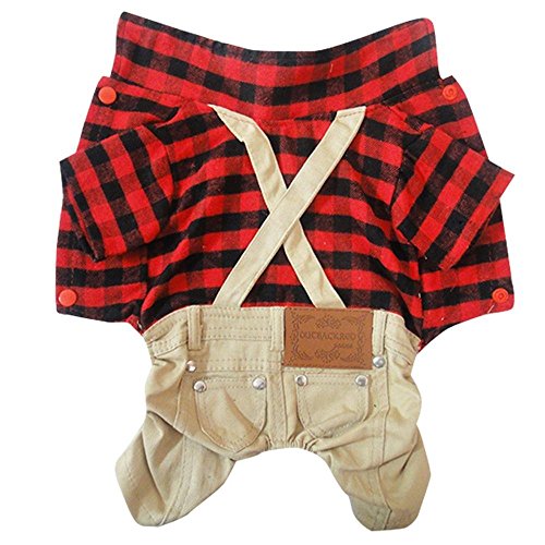 Honeysuck-Pet-Dog-Clothes-Suspender-with-Overall-Red-Grid-Pant-Jumpsuit