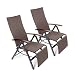 Produktbild Vanage Gartenstuhl mit Fußablage, Klappstuhl, Gartenmöbel Rattansessel, 2er-Set, braun