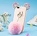 Price comparison product image TAITOU Galaxy S6 Shell, Cute Bear Mouse Shiny Diamond Ear Clear Slim Cover With Soft Hanging Hairball, Beautiful Flurry Wool Villi Ball Pendant Thin Phone Case For Girl Samsung Galaxy S6 Pink