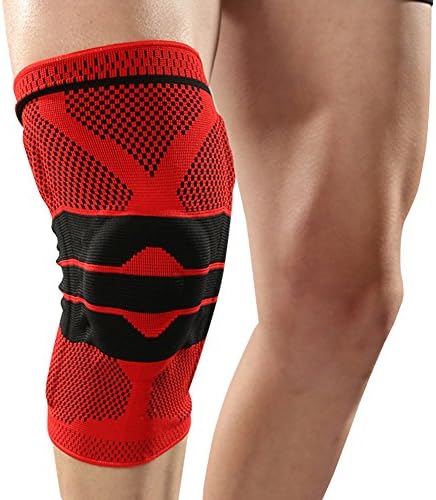 Athletic Compression Sleeve Knee Brace Support for Running, Cycling, Cross Training, Gym Workout, Injury Recovery, Joint Pain Relief, Arthritis, Achilles Tendonitis - For Women &amp; Men - Single (Red, Small)