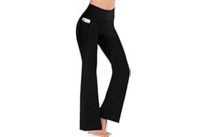 Mayoii Fleece Lined Yoga Pants for Women Thermal Black Flared Leggings with Pocket High Waisted Bootcut Legging Trousers