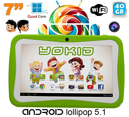 spécification Tablette tactile enfant YOKID 7 pouces quad core android 5.1 Vert 40Go