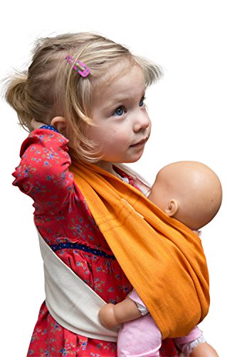 Babytuch - das Tragetuch ohne Knoten Puppentuch * für Puppenmütter und Teddy-Daddys * zum Tragen von Puppen und Plüschtieren (1, Mandarine)