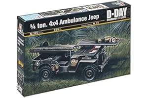 Italeri 0326 1:35 1/4 Ton 4x4 US Ambulance Model Building Kit, Standing Model Building, Crafts, Hobby, Gluing, Plastic Kit, Detailed Multi-Coloured