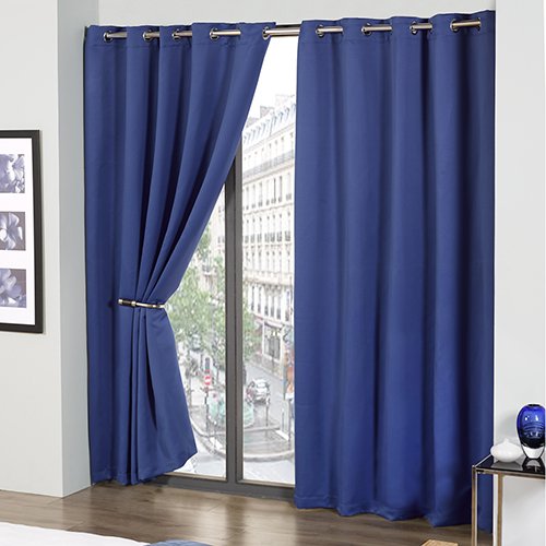 Cali Eyelet Ring Top Thermal Blackout Curtains Blue (90