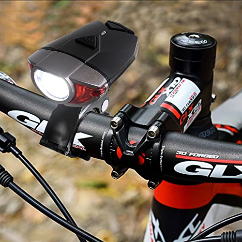 Unigear Wiederaufladbare LED Fahrradlampen Set als Fahradlicht Helmlicht für Radsport, Superhelle Fahrradbeleuchtung inkl. Frontlicht und Rücklicht, 3 Licht-Modi, 2 USB Kabel und 1 Lampenhalterung - 2