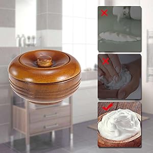 Anself Wooden Shaving Brush Bowl Shaving Mug Shave Cream Soap Cup with Cover - Image 5