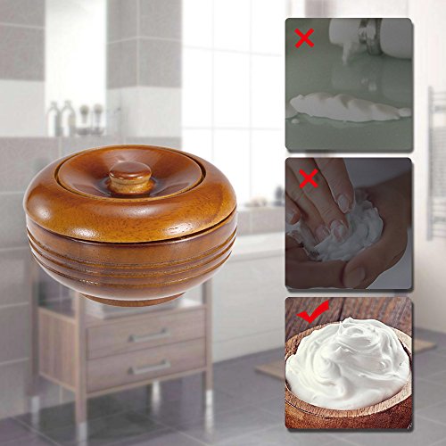 Anself Wooden Shaving Brush Bowl Shaving Mug Shave Cream Soap Cup with Cover - Image 5