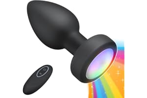 ROLUCK Plug Anal Vibrador De Silicona Con Base Luminosa, Control Remoto Inalámbrico Recargable Plug Anal Masajeador Punto G Estimulación Del Ano Para Hombre Y Mujer Juegos De Cama De Placer