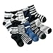 Kids Boys 10-Pack Black Grey Navy Stripe Socks (Age 3 to 8) - MEDIUM (age 3 4 5)