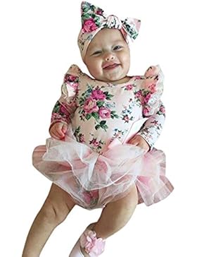 Amlaiworld baby Mädchen pullis kleid blumen drucken Spieler tutu langarm bowknot kleider shirt ,6-24Monate