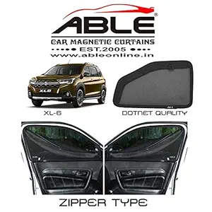 Able Dotnet Car Magnetic Sun Shade Curtains 4 Door with Zipper for Maruti-XL6 Set of 6 Pcs