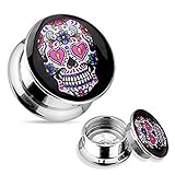 Material:Acero quirúrgico; color: plata; diseño:Calavera de azúcar rosa.