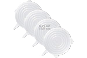 LELE LIFE Lot de 4 couvercles extensibles en silicone de même taille, plus épais, couvercles extensibles pour conservation d'aliments, 14,5cm