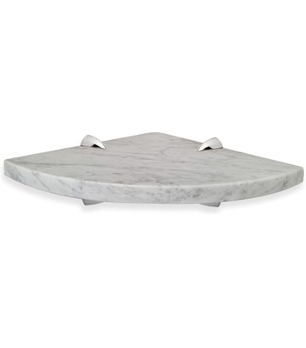 ALEDA STONE Mensola Angolare da Muro in Marmo, Mensole da Muro Design, Mensole Bagno, 1 Mensola Quick con Kit di Montaggio, Reggimensole a vista,22.9x22.9x1.5 cm,Made in Italy,Lucida (Bianco Carrara