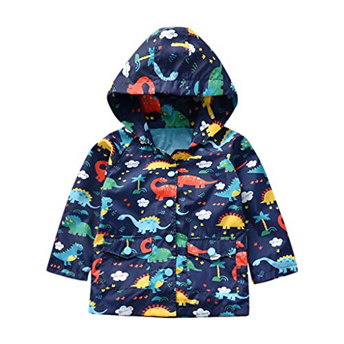 Zolimx Chubasquero Infantil Niño Otoño Primavera Sudadera Prensa Dinosaurio Impermeable Gabardina Coat Cool Boy Deporte Rompeviento Capucha