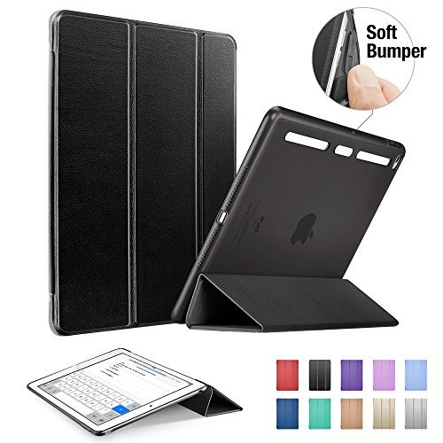 iPad Air 2 Hülle, ESR® Auto Schlaf/Aufwachenen Funktion Ledertasche mit Translucent Rücken Abdeckung (Silikon Rahmen + Hart PC Zurück) mit Kühlloch Schutzhülle für iPad Air 2 / iPad 6 (Schwarz) - 3