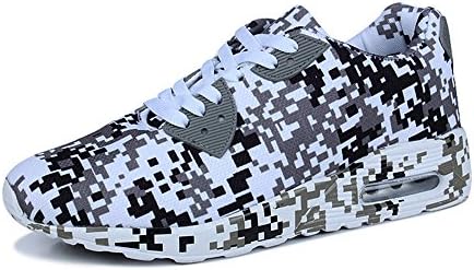 Raven shop Women's Men's Camouflage Trainers Athletic Suede Lace up Driving Air Shoes 4cm Brown Green White White 42
