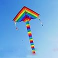 Long Tail Nylon Rainbow Kite Outdoor Toys For Children Kids Children's Kite Single Line Big Kite Outdoor Flying Beginner-to-Intermediate String Line with Handle Winder Storage Bag