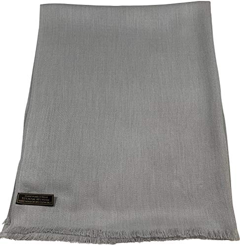 CJ Apparel Gris Plateado Solido Colore Disegno Nepalese Fringe Scialle Sciarpa Pashmina ha Rubato Seconds NUEVO