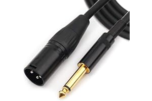 NANYI 6.35mm (1/4 pouce) TS Mâle vers XLR Mâle Câble d'interconnexion Mâle, Noir/alliage, Convient pour les microphones, haut-parleurs actifs, scène, DJ, console audio studio, 1.5M / 5FT