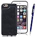 Produktbild Yokata iPhone 6 / iPhone 6s Hülle Weich Silikon Clear TPU Case Handyhülle Schutzhülle mit Kartenfach Leder PU Ledertasche Backcover Schale Etui Silicone Bumper Anti-Scratch Protective Cover - Schwarz + 1 x Kapazitive Feder