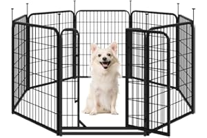 Yaheetech Parc pour Chien 8 Panneaux Enclos Chiens Chiot Lapin Canard Rongeur 65 x 80 cm Enclos Clôture en Métal Chenil Exterieur avec piquets à Sommet Ovale et Plat