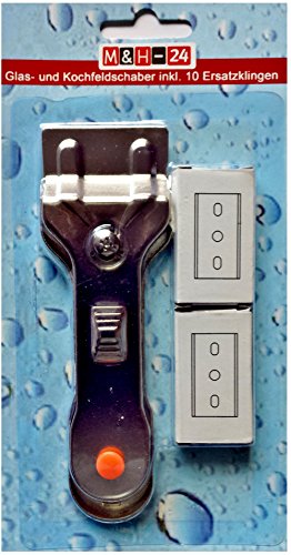 Preisvergleich Produktbild 2er Set Glasschaber, Ceranfeldschaber, Kochfeldschaber, Reinigungsschaber + 20 Ersatzklingen