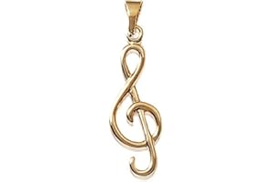 LES PLAISIRS DE STELLA Pendentif Plaqué Or - Cle de Sol - Musique Solfege Note de Musique