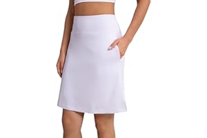 Jesself Skort Damen Knielang Tennisrock mit Hose Drunter Hohe Taille Activewear Hosenrock Wanderrock Damen mit Innenhose Taschen Perfekt für Sommer Golf Radsport