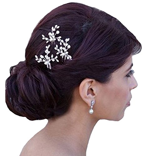 KeeKa 4 Stk. Elegant Damen Perlen Strass Haarschmuck Hochzeit Brautschmuck Braut Haarschmuck Strass Haarklammer - 4