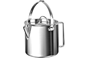 Tmand Outdoor Camping Kettle Stainless Steel Cooking Kettle 1.2L Lightweight Compact Camping Pot For Hiking Backpacking Picnic