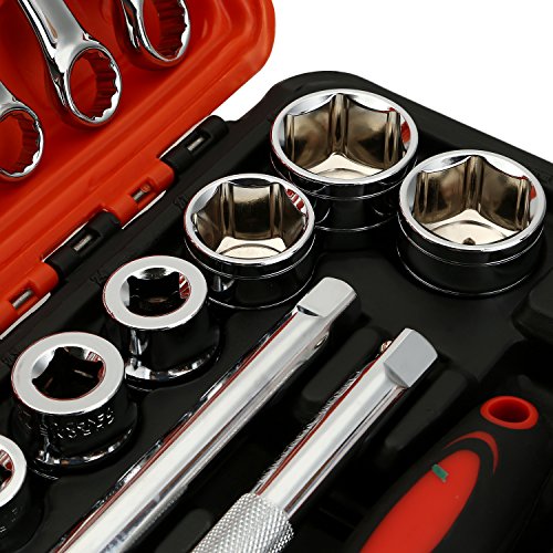 LESOLEIL Steckschlüssel Satz Handwerkzeuge Universal Reparatur Werkzeuge Ratschen Sechskant Steckschlüsseleinsatz Torx- Schlitz Phillips Pozidrive Bit Steckschlüsseleinsätze Werkzeugkoffer 61 teilig - 4