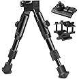 BILLION DUO 3 in 1 Foldable Tactical Rifle Bipod + 20mm Picatinny Mount Adapter + Barrel Clamp Adjustable Height from 6.3" to 6.9" for Outdoor Hunting