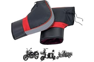 YJZQ Oxford Motorcycle Handlebar Mittens Thickened Fleece Waterproof Windproof Thermal Scooter Motorbike Handle Warmers Handlebar Muff Cover Gloves