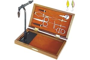 BLNTACKLE76 Set Fliegen-Bindestock aus edlem Holz, Bindeset zum Fliegen binden Bindewerkzeug + 2 gratis Forellen-Spoons