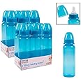 Pack of 12 Blue Baby Feeding Bottles 250ml with Silicone Teat 9oz Measuring Gauge BPA Free