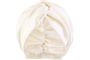 PAPU 22 Momme 100%Seta di gelso per la cura dei capelli delle donne,benda di seta naturale su due lati per dormire,regali personalizzati,100 con certificazione OEKO (Bianco Formaggio),56-62,1.0 unità