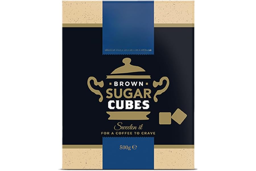Brown Sugar Cubes 500g Kosher Certified Fairtrade Cane Sugar Cubes - Perfect for Coffee, Tea & Hot Drinks - Sustainable & Ethically Sourced