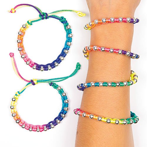 Shamballa-Armbänder in Neonfarben für Kinder - als Mitgebsel und Preis für den Kindergeburtstag (4 Stück)