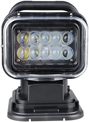 Rupse 50W 360º CREE LED Rotating Remote Control Wireless Spot working Search light For SUV And Other Off-road Vehicles or Trucks Boat Field protection Emergency lighting Garden (Black) (Black)
